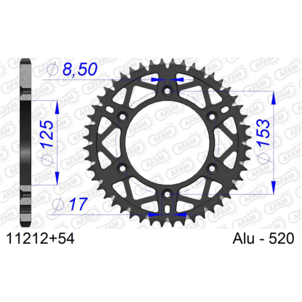 Alu-Kettenrad AFAM 520 - 47Z Gun Metal 11212+47