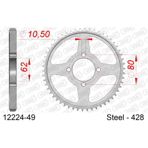 Stahl-Kettenrad AFAM 428 - 53Z Silber 1220453