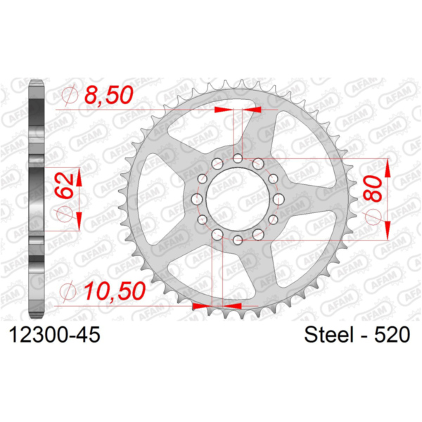 Steel Chain Wheel - Rear Sprocket AFAM 428 - 54t SILVER 1220854