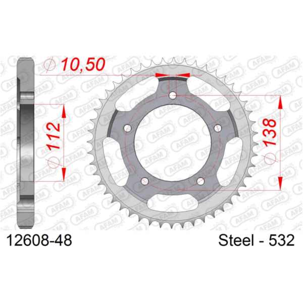Steel Chain Wheel - Rear Sprocket AFAM 520 - 48t SILVER 1250848