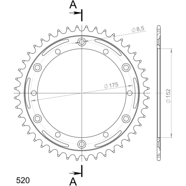 Stealth-Rear Sprocket / Chain Wheel Supersprox 520/44t red 12500R44