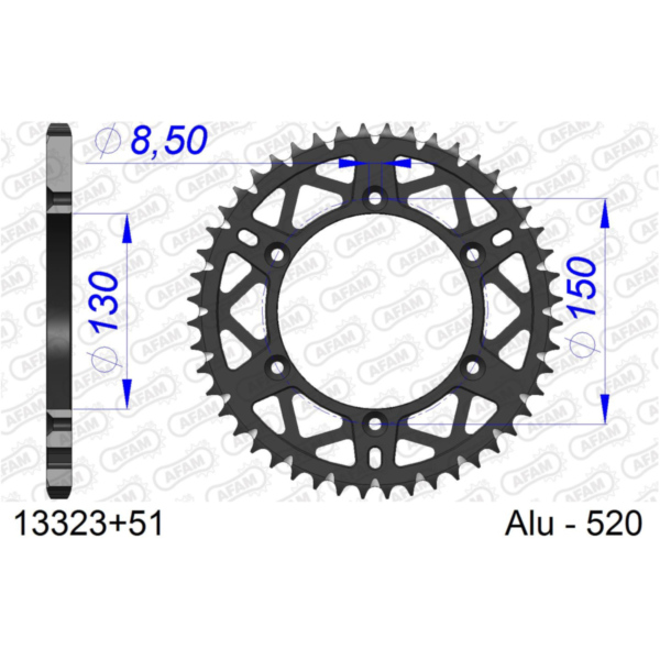 Steel Chain Wheel - Rear Sprocket AFAM 525 - 41t BLACK 1281641