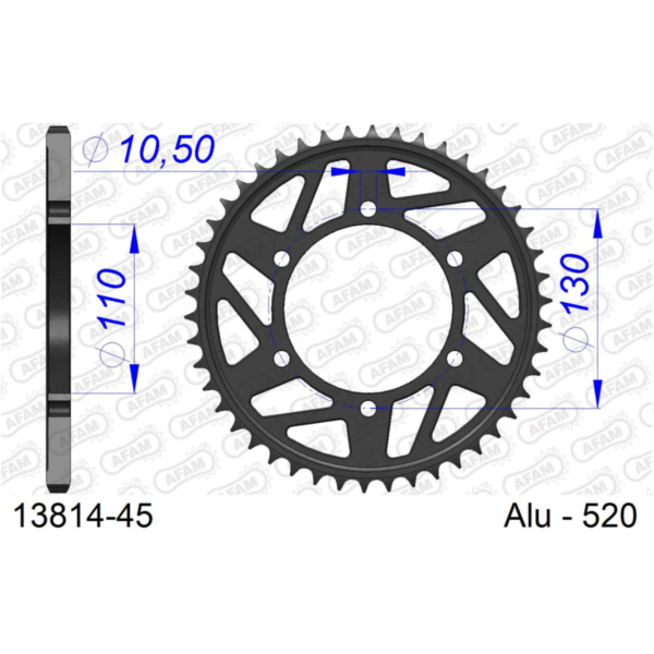 Alu-Kettenrad AFAM 520 - 48Z Gun Metal 13508+48