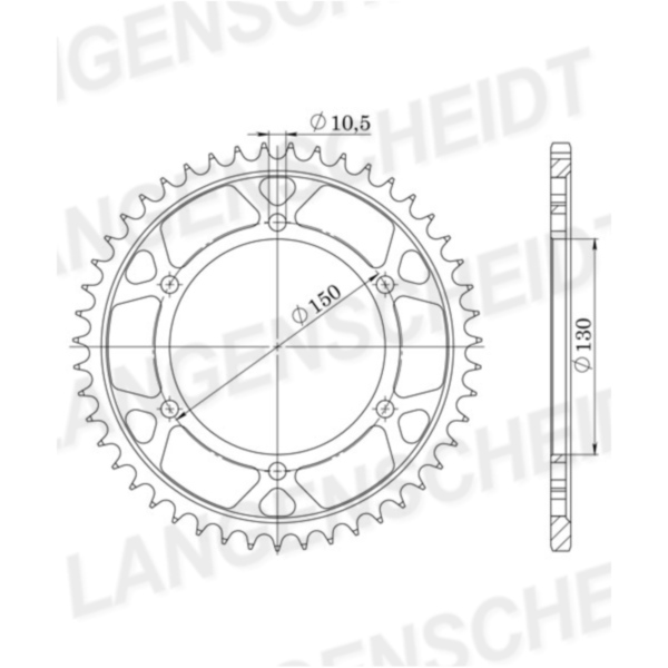Alu-chain wheel - rear sprocket Esjot 532 - 49t silver