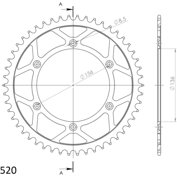 Stahl-Kettenrad Supersprox 520/50Z schwarz 14206-50