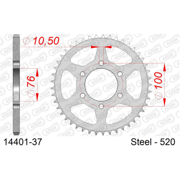 Steel Chain Wheel - Rear Sprocket AFAM 520 - 49t SILVER 1420649