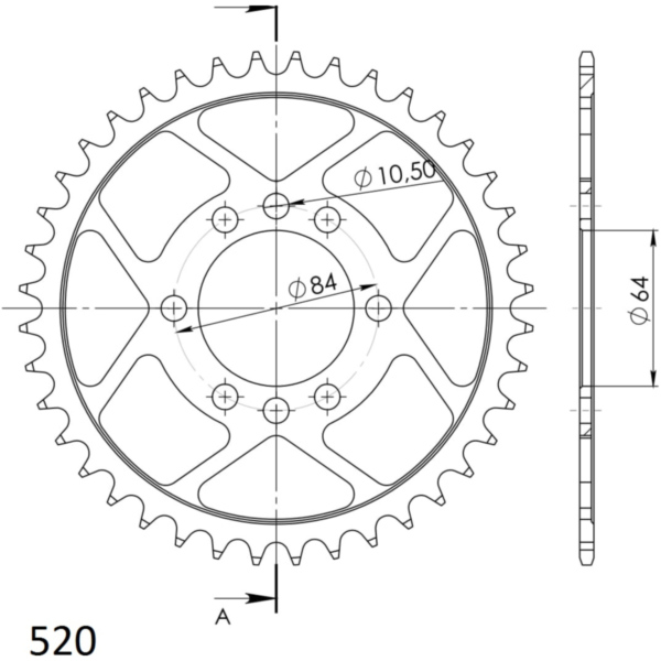 Stahl-Kettenrad Supersprox 520/41Z schwarz 14310-41