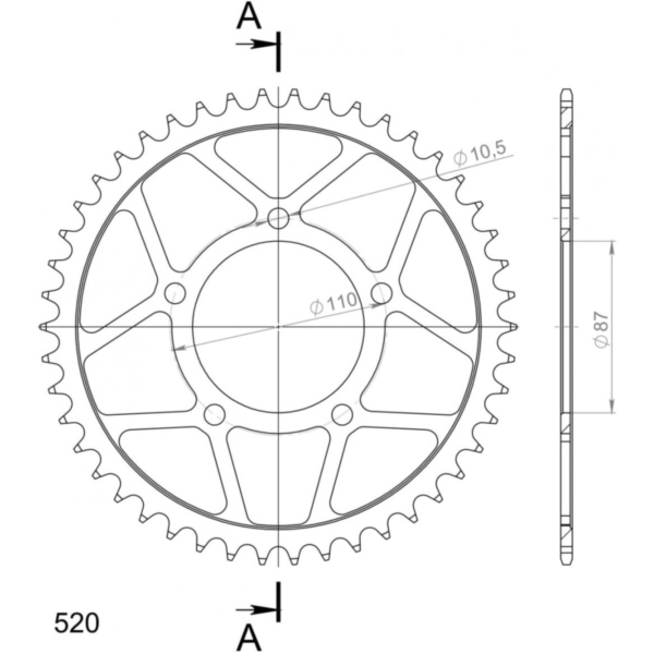 Stahl-Kettenrad Supersprox 520/47Z schwarz 14405-47