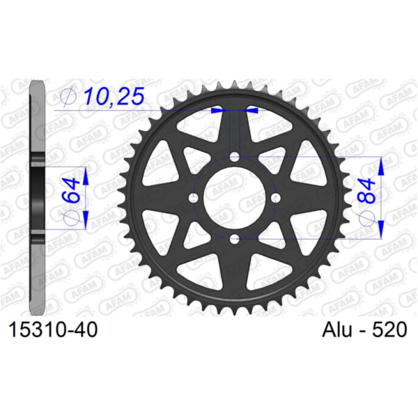 Alu-Kettenrad AFAM 520 - 46Z Gun Metal 15203N46