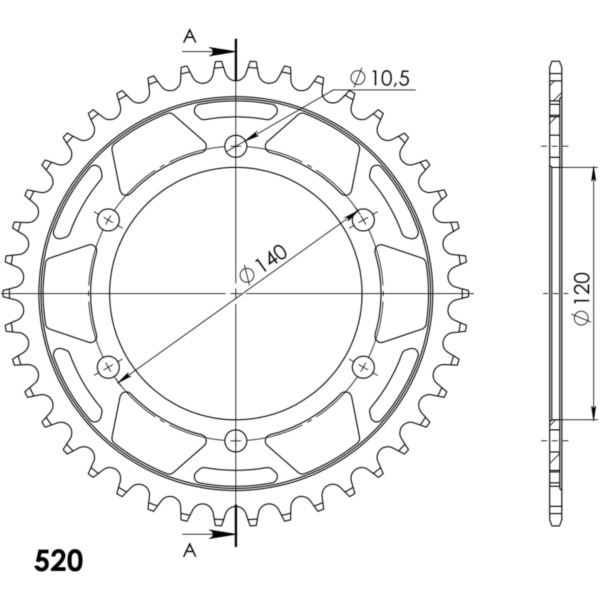 Stahl-Kettenrad Supersprox 520/45Z schwarz 16404-45