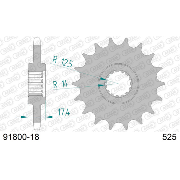 Front Sprocket AFAM 525 - 18t 9180018 fitting for Voxan Cafe Racer 1000  2001, 