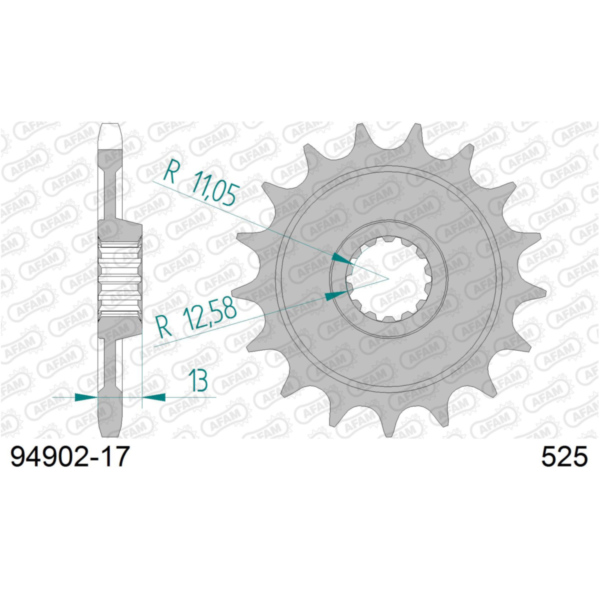 Front Sprocket AFAM 525 - 17t 9490217