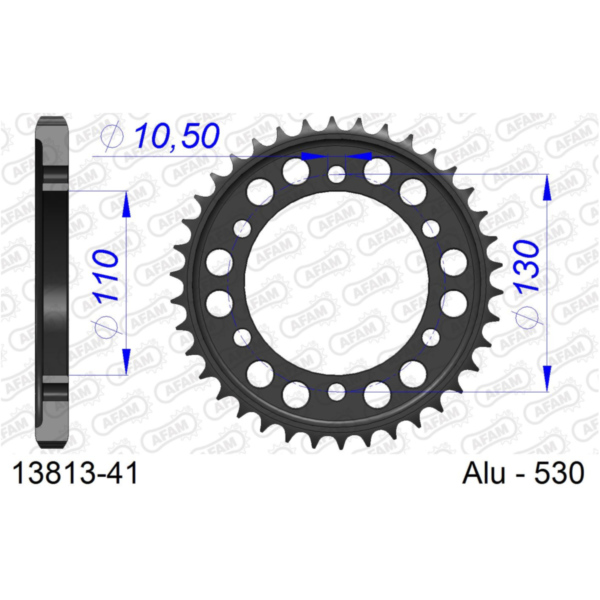 Alu-Kettenrad AFAM 520 - 52Z Silber 13323N52