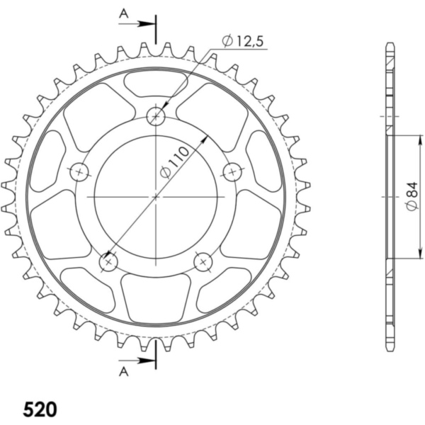 Stahl-Kettenrad Supersprox 520/36Z schwarz 31225-36