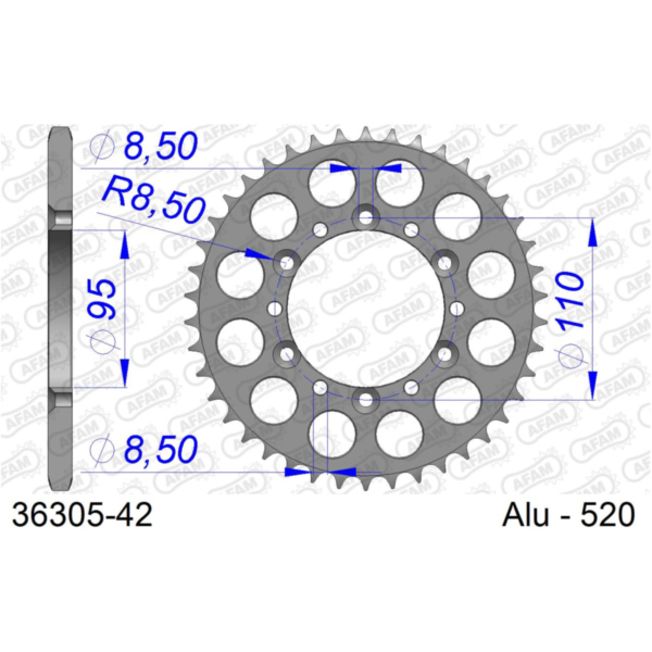 Stahl-Kettenrad AFAM 520 - 43Z Schwarz 3530443