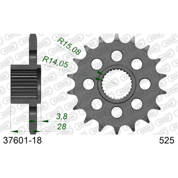 Racing Stahl-Kettenrad AFAM 428 - 44Z Schwarz 35808RLK44