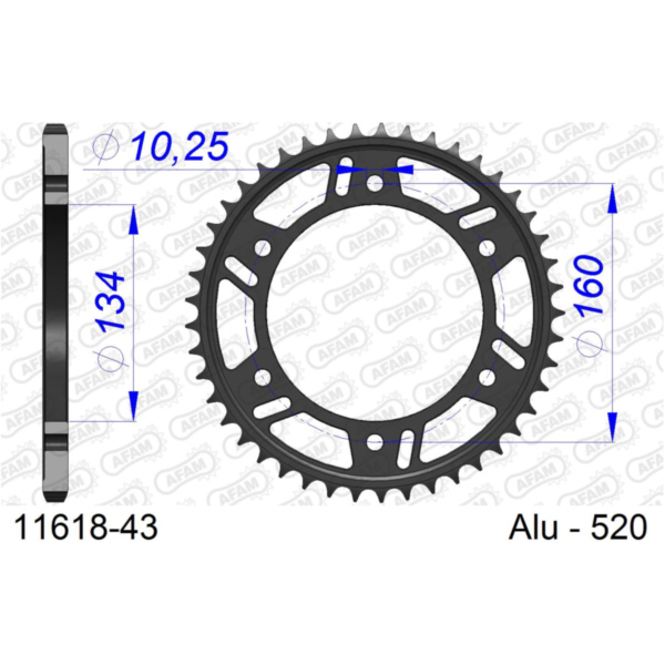 Alu-Kettenrad AFAM 525 - 41Z Gun Metal 3680741