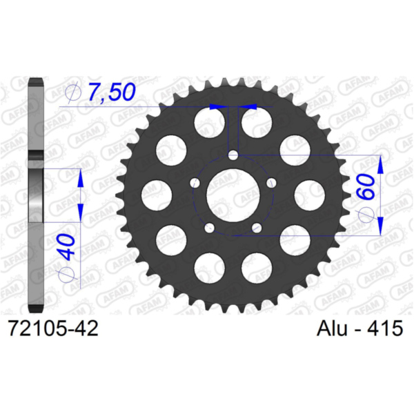 Steel Chain Wheel - Rear Sprocket AFAM 428 - 62t SILVER 4720362