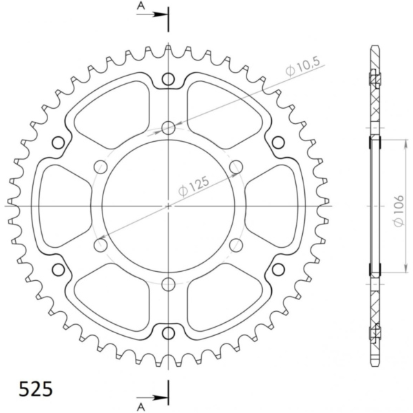 Stealth-Rear Sprocket / Chain Wheel Supersprox 525/51t gold