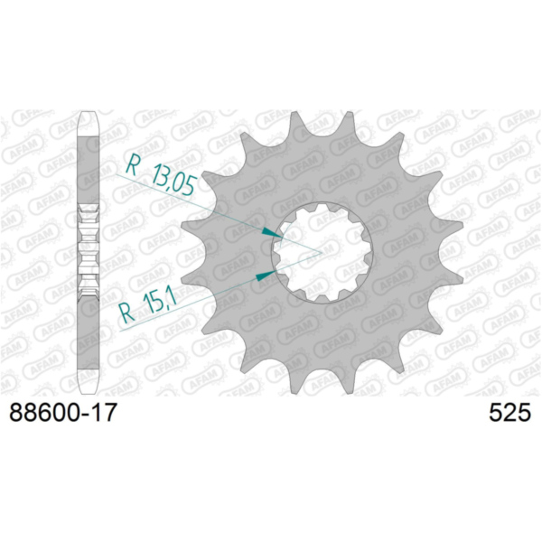Front Sprocket AFAM 525 - 17t 8860017 fitting for Triumph Bonneville T100 Centennial 800 908MD 2002, 34 PS, 25 kw