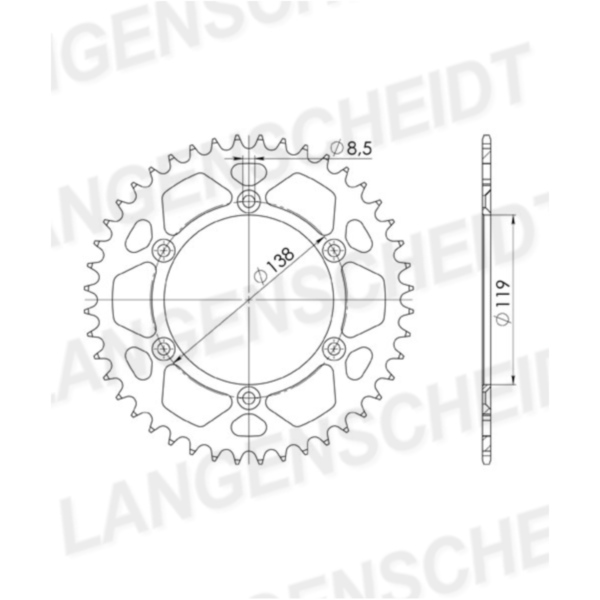 Alu-chain wheel - rear sprocket Esjot 520 - 48t silver 93501-48