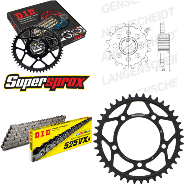 Chain Kit - Steel - for: APRILIA NA850 Mana /GT 08-14 18-40-100 DID525VX3 rivet