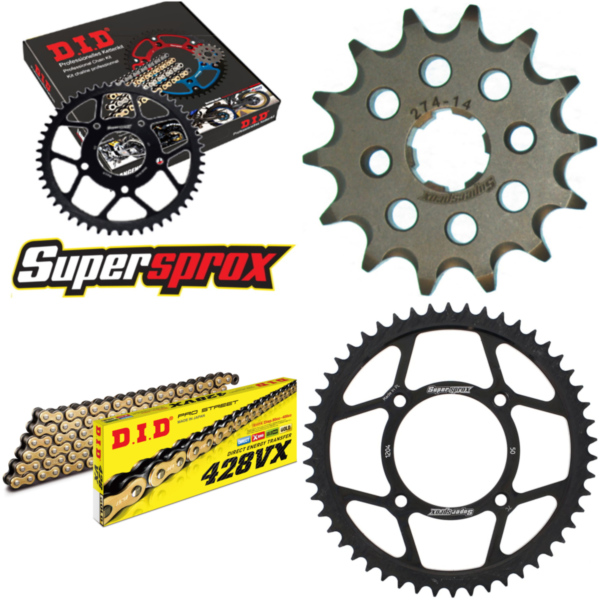 Chain Kit - Steel - for: HONDA CRF100 04-13/XRR100 85-04 14-50-118 DID428VX(G&B) endless