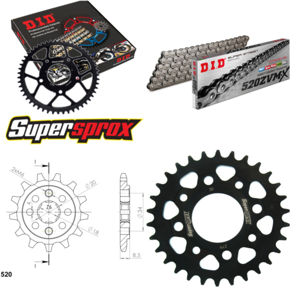 Chain Kit - Steel - for: HONDA CM250 C-C 82-83 14-30-094 DID520ZVM-X endless