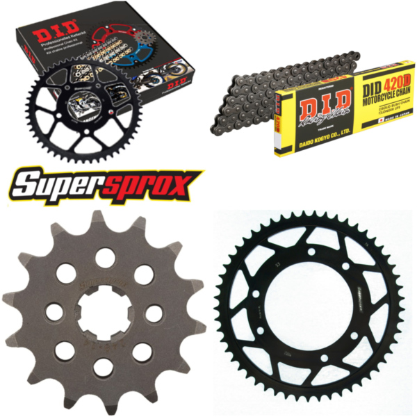 Chain Kit - Steel - for: DERBI Senda SM DRD 50 02-05 14-53-130 DID420D Clip