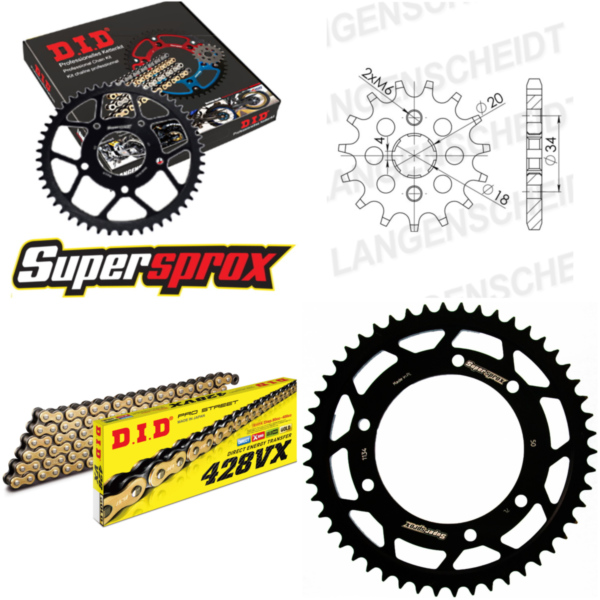 Chain Kit - Steel - for: DERBI Senda 125 Cross City 07-14 15-50-134 DID428VX(G&B) rivet