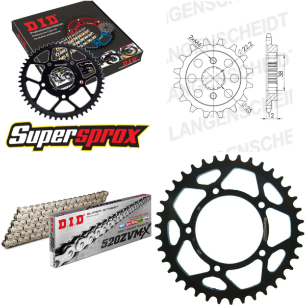 Chain Kit - Steel - for: DUCATI 750 Paso 86-90 15-38-106 DID520ZVM-X(S&S) rivet