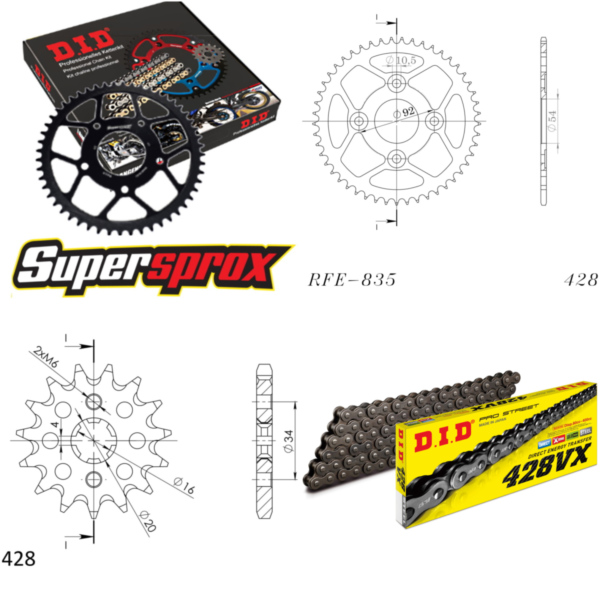 Chain Kit - Steel - for: YAMAHA RD125 LC 82-87 15-46-120 DID428VX Clip