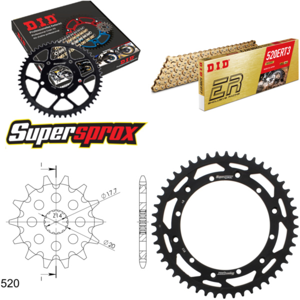 Kettensatz Stahl für: YAMAHA WR125 91-98/YZ125 97-98 13-48-112 DID520ERT2(G&G) Clip