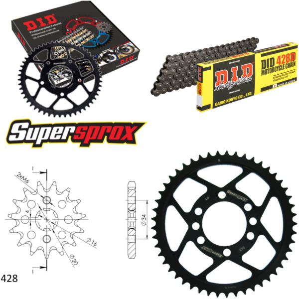 Chain Kit - Steel - for: YAMAHA DT125 LC1 82-83 15-49-120 DID428D Clip