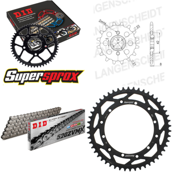 Kettensatz Stahl für: YAMAHA TT350 86-97 14-50-108 DID520ZVM-X Niet