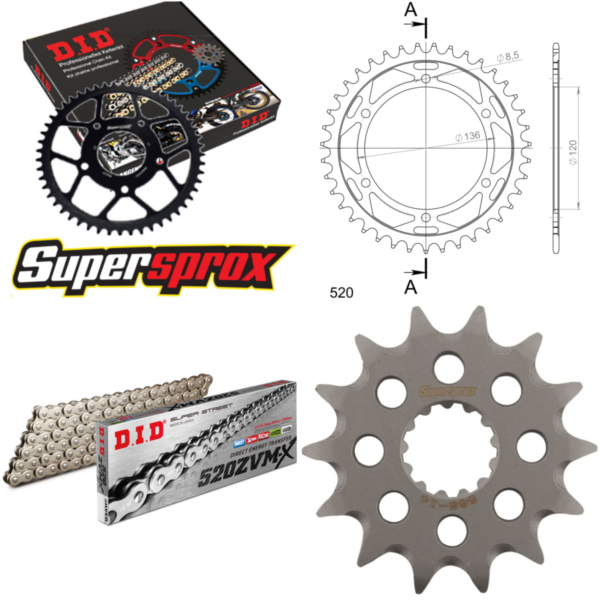 Kettensatz Stahl für: YAMAHA TZR250 87-92 14-41-110 DID520ZVM-X(S&S) Endlos passend für Yamaha TZR  250 2MA 1987, 50 PS, 37 kw
