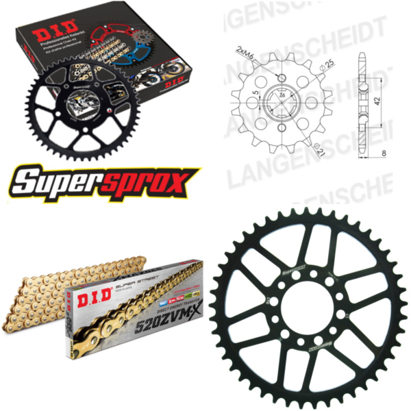Kettensatz Stahl für: YAMAHA XT350 >520< 85-96 16-45-106 DID520ZVM-X(G&G) Endlos