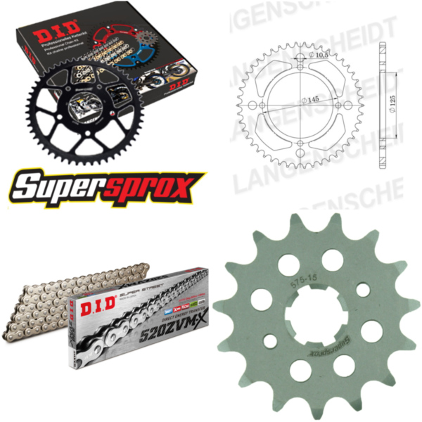 Chain Kit - Steel - for: YAMAHA XT600 Z Tenere 86-86 15-40-102 DID520ZVM-X(S&S) rivet
