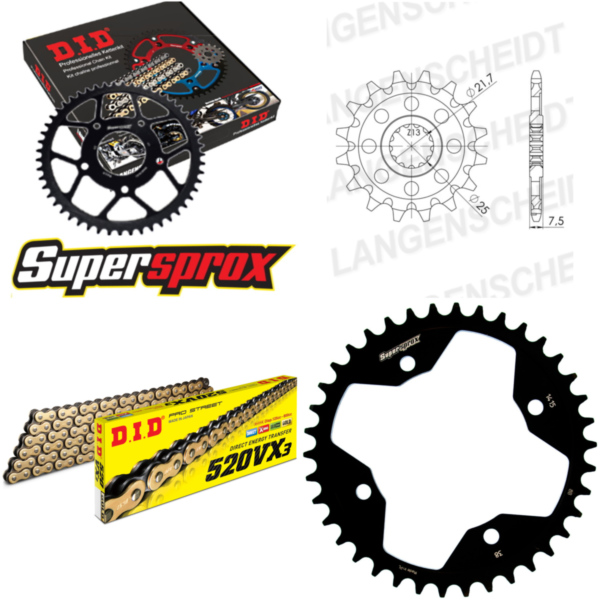 Chain Kit - Steel - for: KAWASAKI KFX450 R 08-12 14-38-094 DID520VX3(G&B) endless