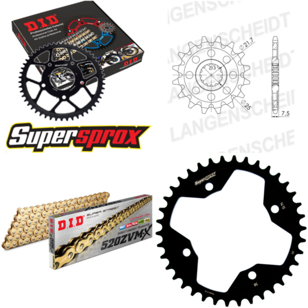 Kettensatz Stahl für: KAWASAKI KFX450 R 08-12 14-38-094 DID520ZVM-X(G&G) Endlos