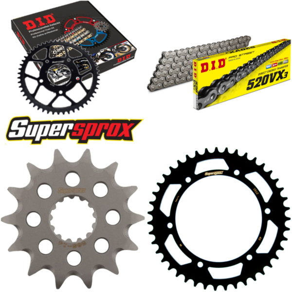 Kettensatz Stahl für: SUZUKI RGV250 89-93 14-43-114 DID520VX3 Endlos