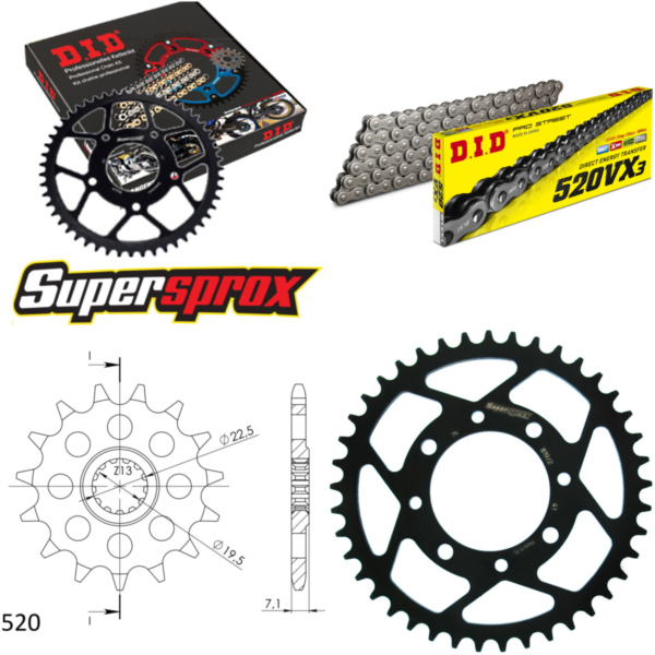 Chain Kit - Steel - for: SUZUKI GZ250 Marauder 99-06/TU250 X S 15-41-110 DID520VX3 Clip