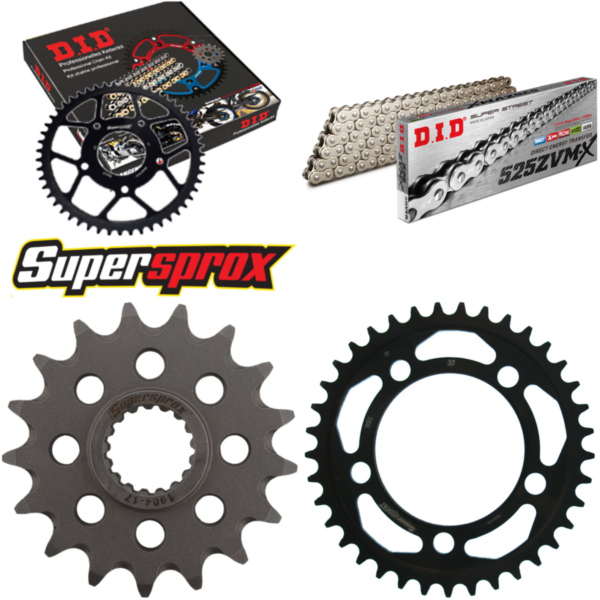 Chain Kit - Steel - for: KTM RC8 1190 08-11/RC8 1190 R 09-15/R 17-37-108 DID525ZVM-X(S&S) rivet