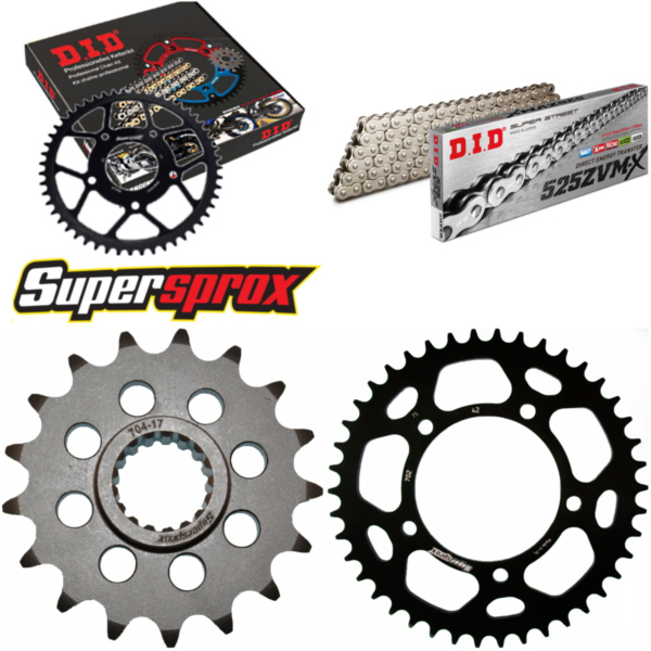 Kettensatz Alu schwarz für: APRILIA RSV1000 Mille /R 01-0 17-42-108 DID525ZVM-X(S&S) Niet