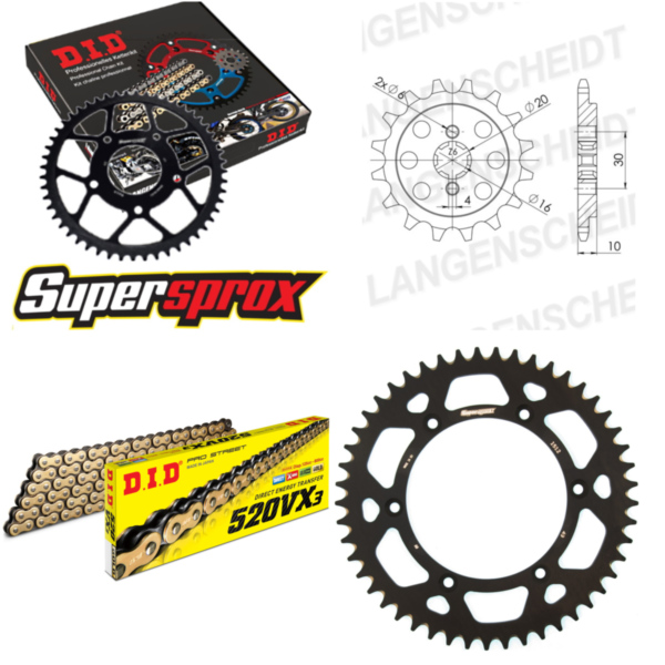 Chain Kit - ALU - black for: HUSQVARNA WRE125 04-07 13-49-112 DID520VX3(G&B) endless