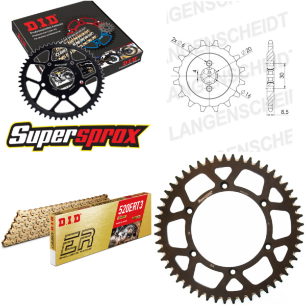 Kettensatz Alu schwarz für: HUSQVARNA SM125 S 07-13 12-52-114 DID520ERT2(G&G) Clip