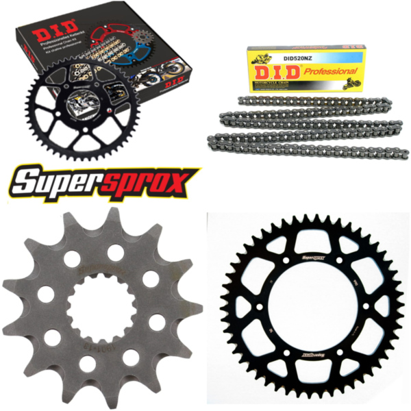 Chain Kit - ALU - black for: HUSQVARNA TC125 2T 13-14/TE12 13-50-118 DID520NZ Clip
