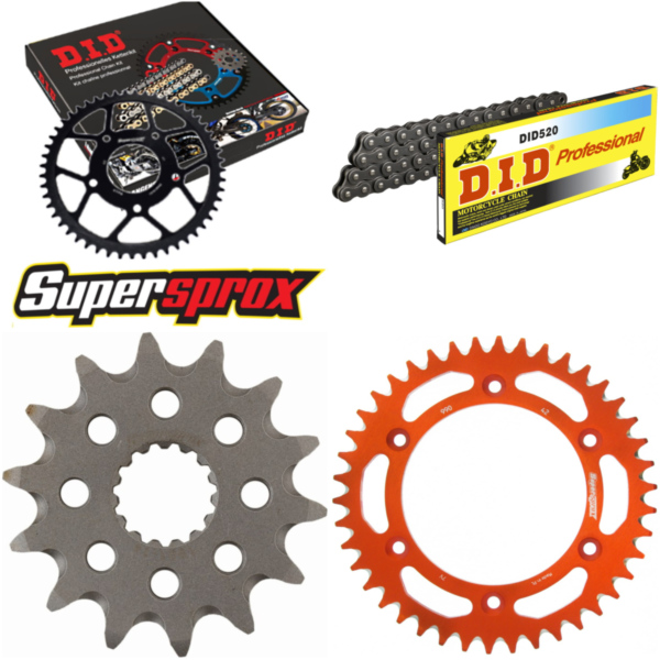 Kettensatz Alu orange für: KTM EXC200 Enduro 00-11 14-42-118 DID520 Clip