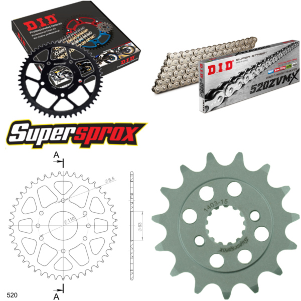 Chain Kit - ALU - orange for: KTM Duke 13-15/RC 390 13-15 15-45-114 DID520ZVM-X(S&S) endless