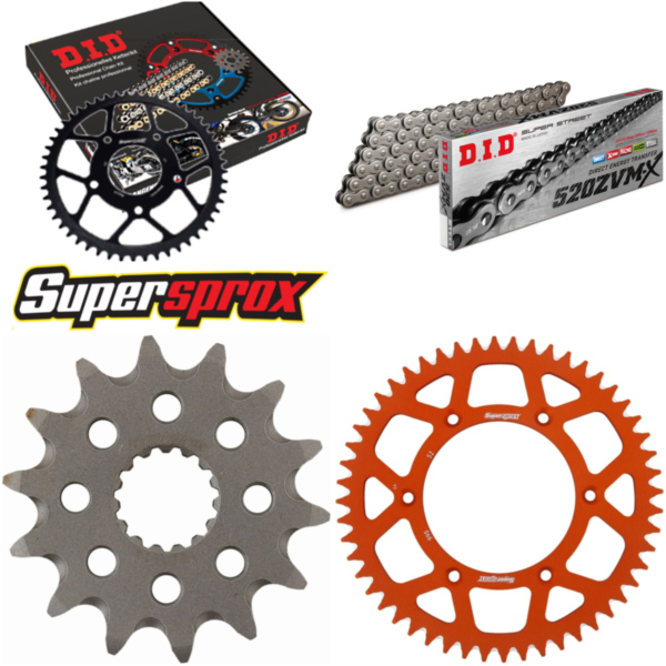 Chain Kit - ALU - orange for: KTM EXC450 R 08-15/SX450 F 07- 14-52-116 DID520ZVM-X endless